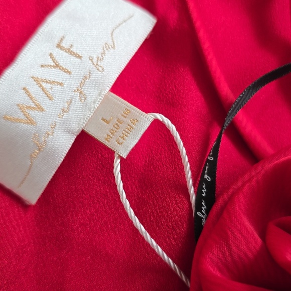 WAYF-NWOT The Adele Rosette Satin Gown in Red - Picture 9 of 9